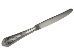 Серебряный столовый нож с вензелем и черневым узором на ручке «Фамильный»